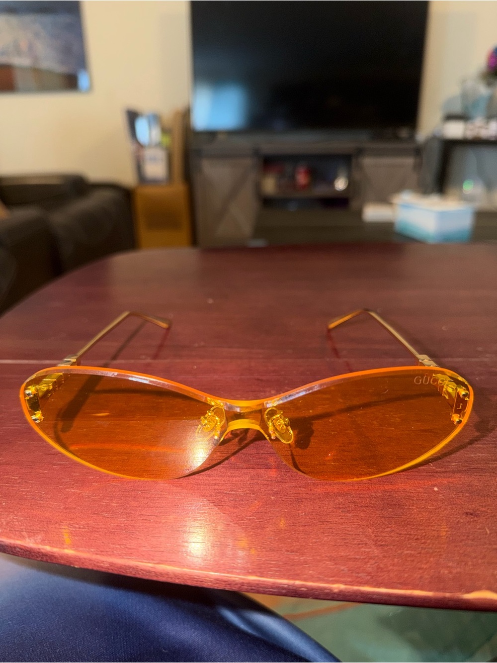 Gucci Amber Orange Cat-Eye Women's Sunglasses